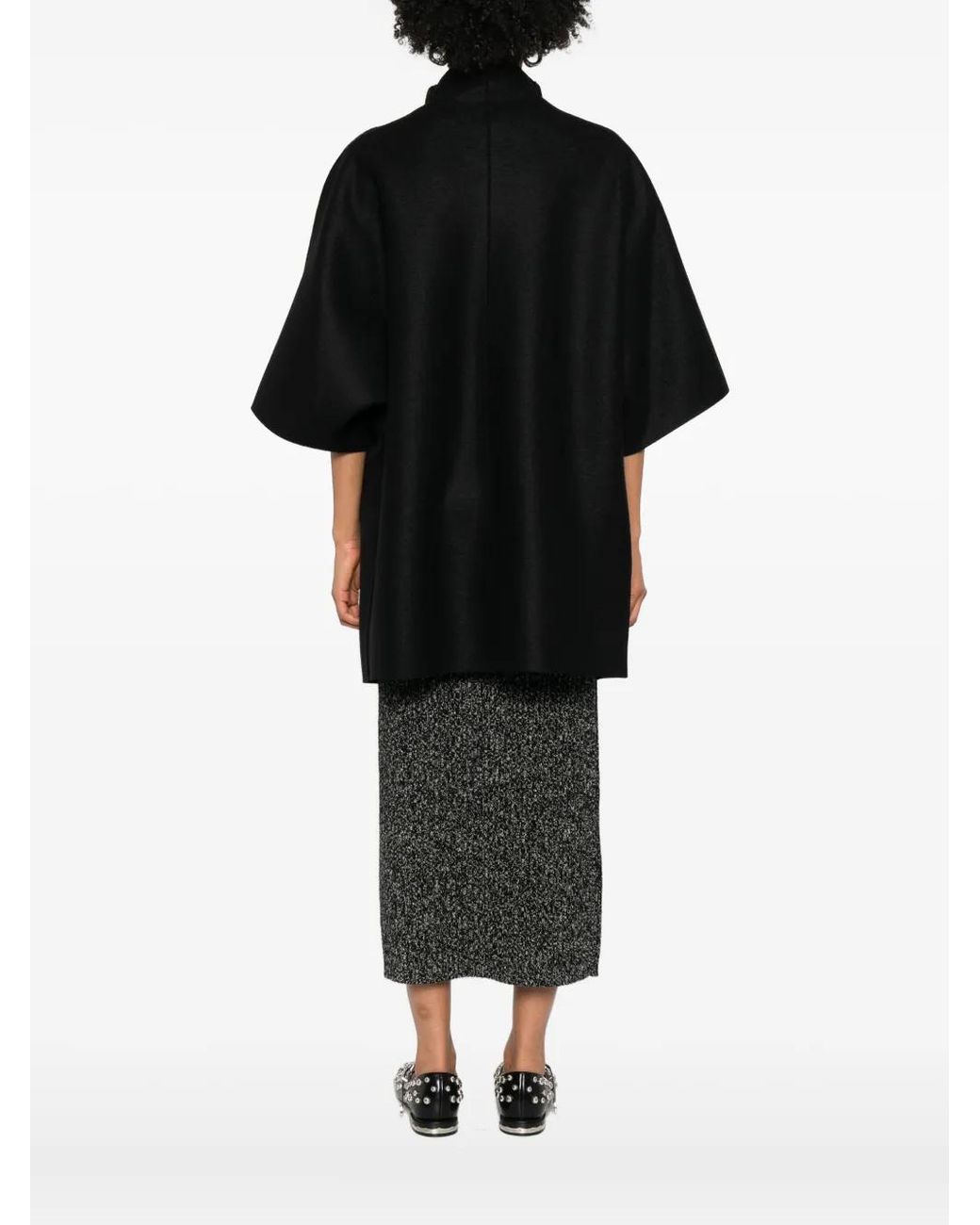 Harris Wharf London Black Short-Sleeve Collared Coat