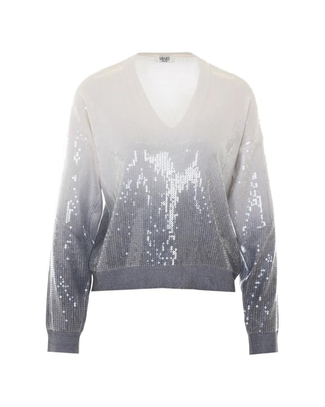 Liu Jo Gray Dégradé-Effect Sweater With Sequins