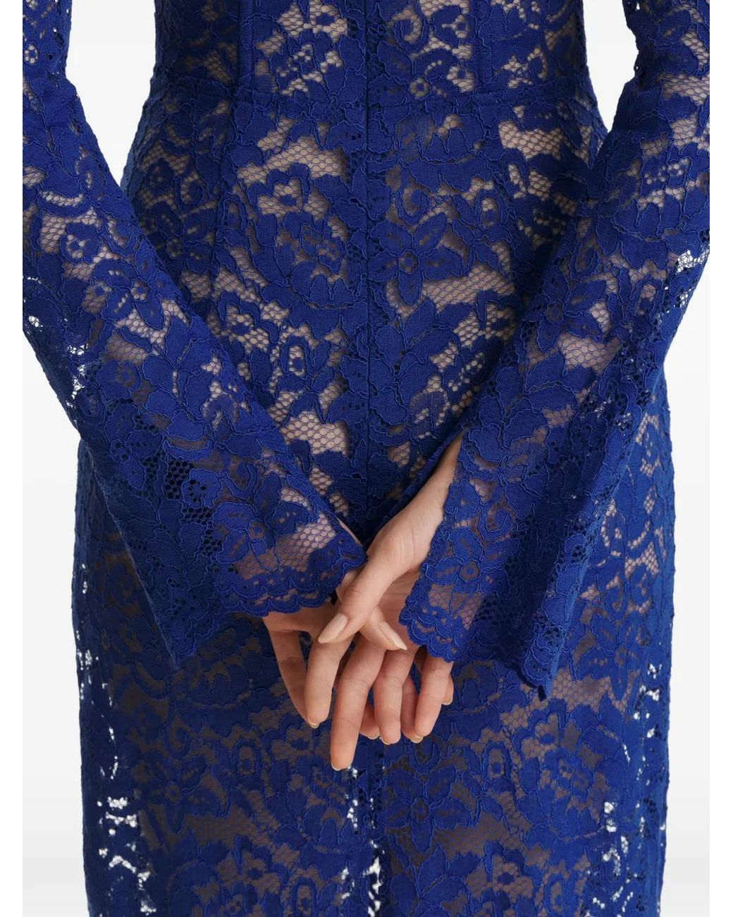 2310 STUDIO Blue Off-Shoulder Lace Maxi Dress