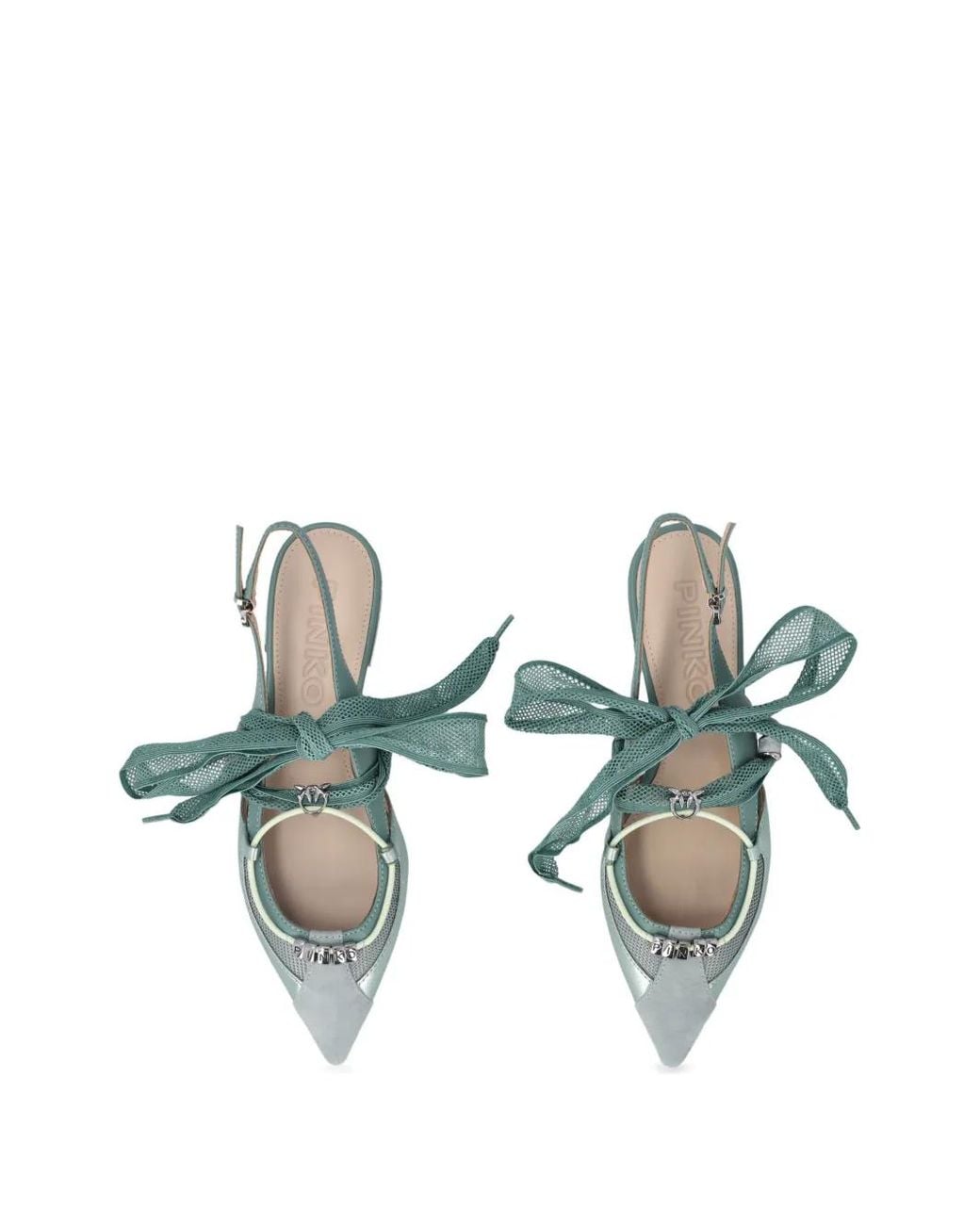 Pinko Green Slingback Ballerinas With Ties