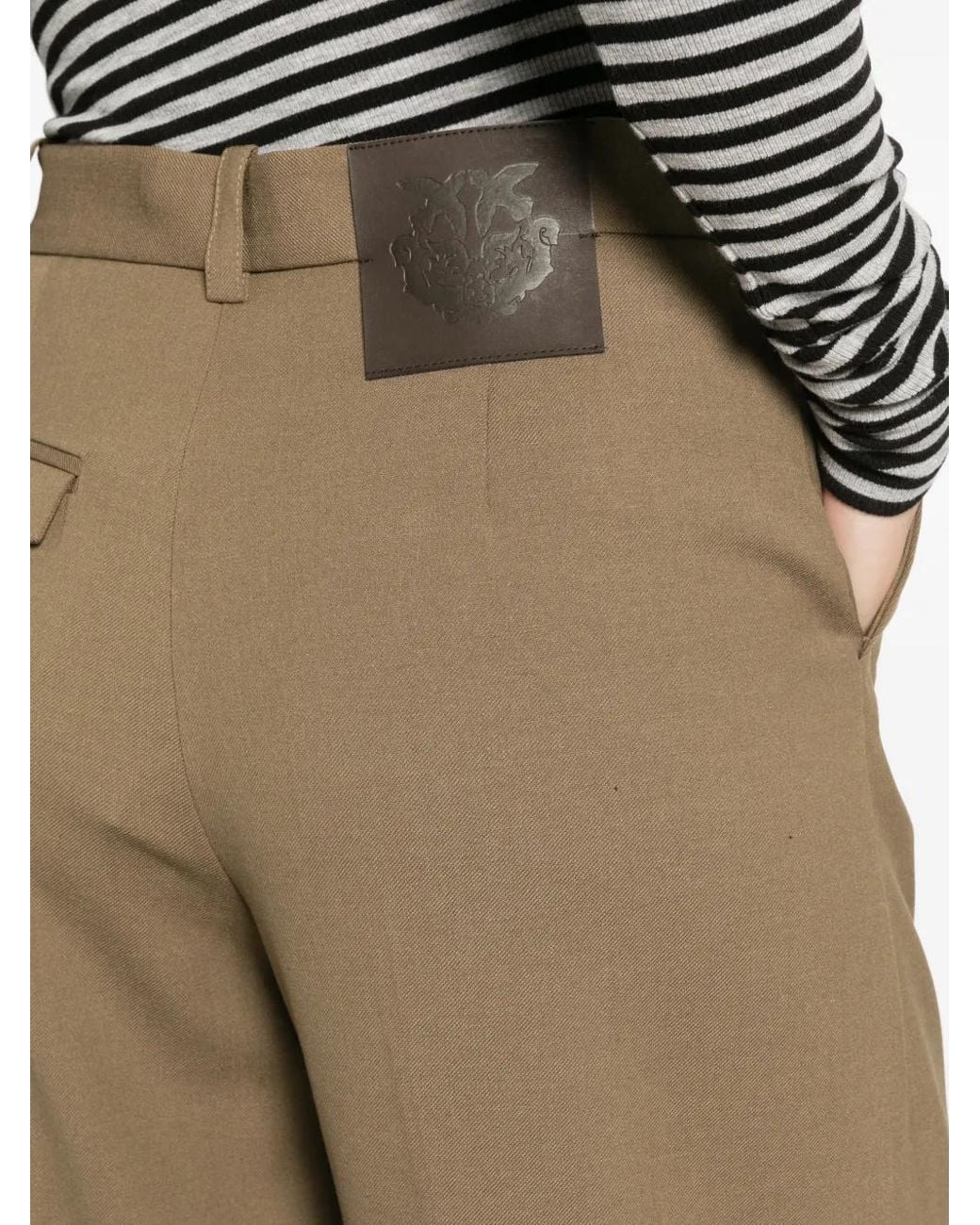 Pinko White Logo-Patch Wide-Leg Trousers