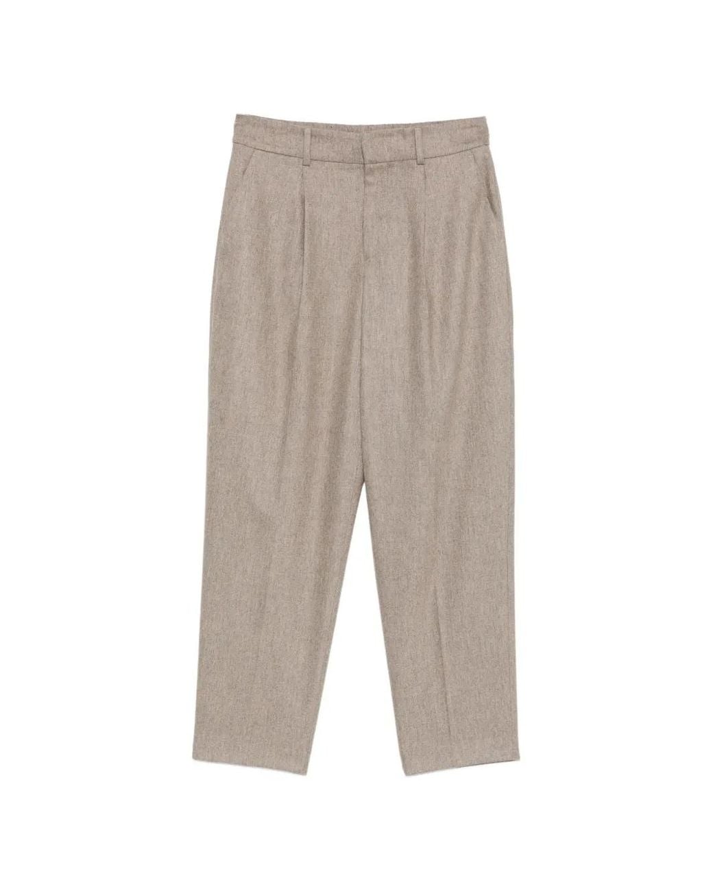 PT Torino Gray Pleated Wool Trousers