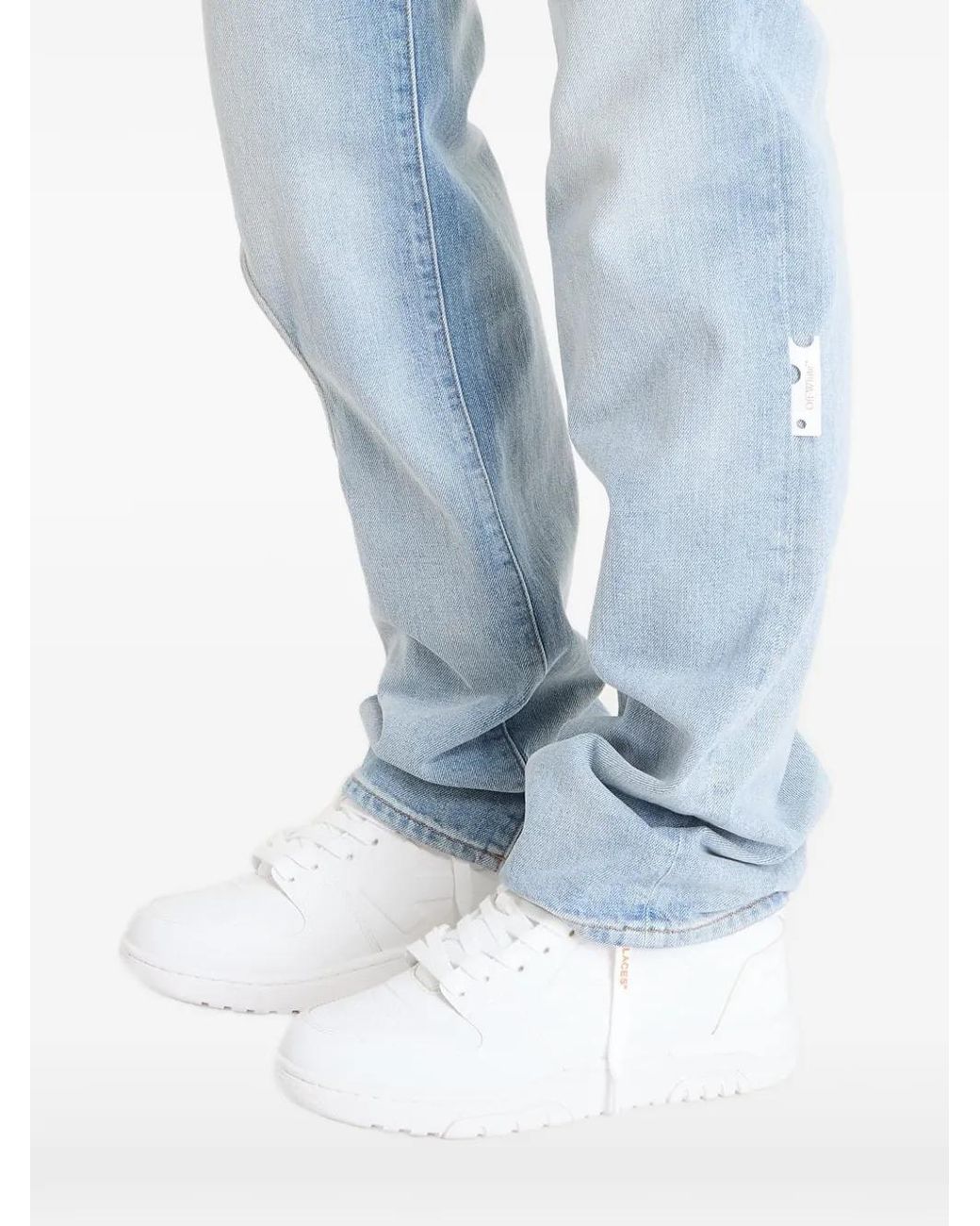 Off-White c/o Virgil Abloh Blue Cut-Out Straight-Leg Jeans