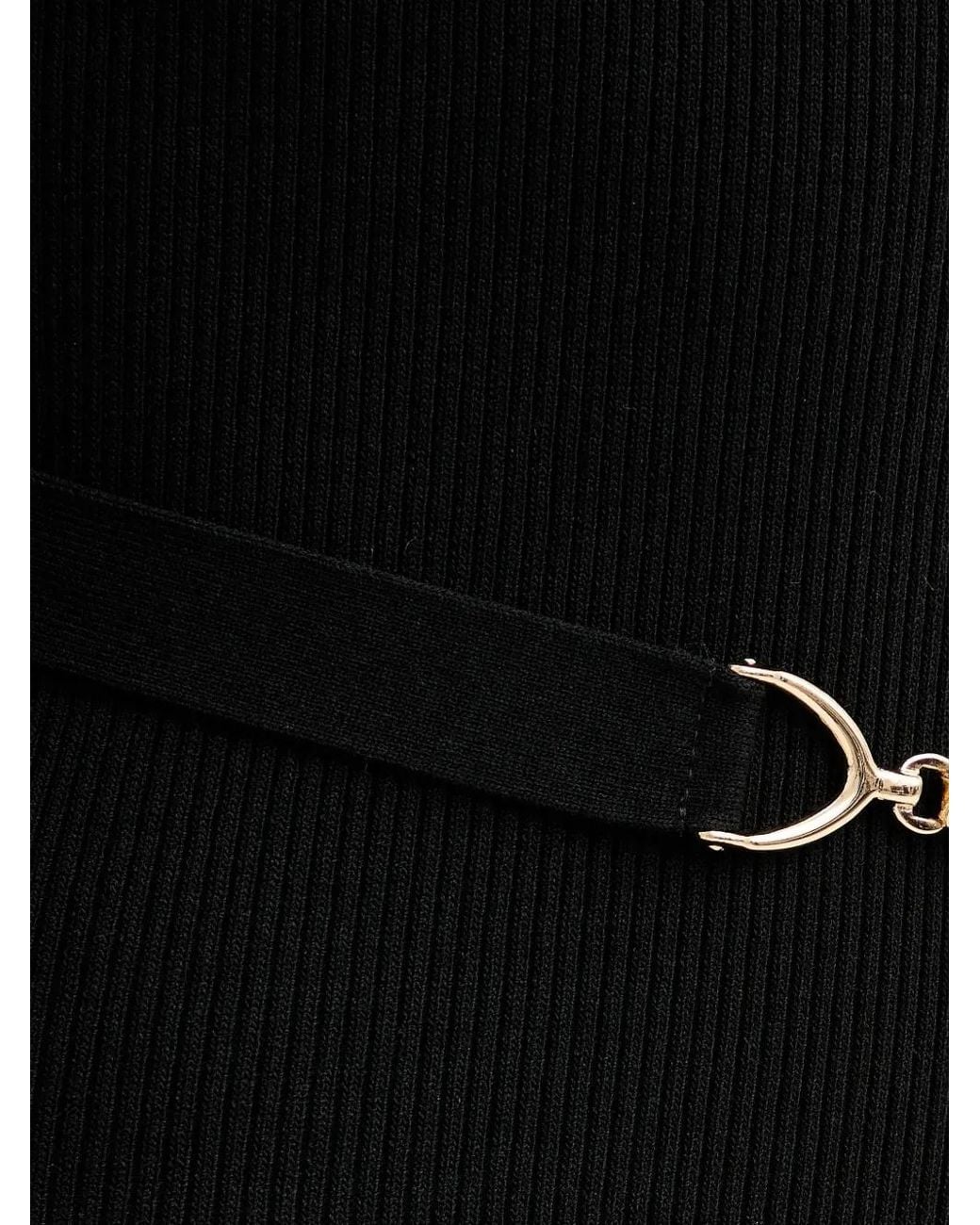 Morgan Black V-Neck Belted Midi Dress