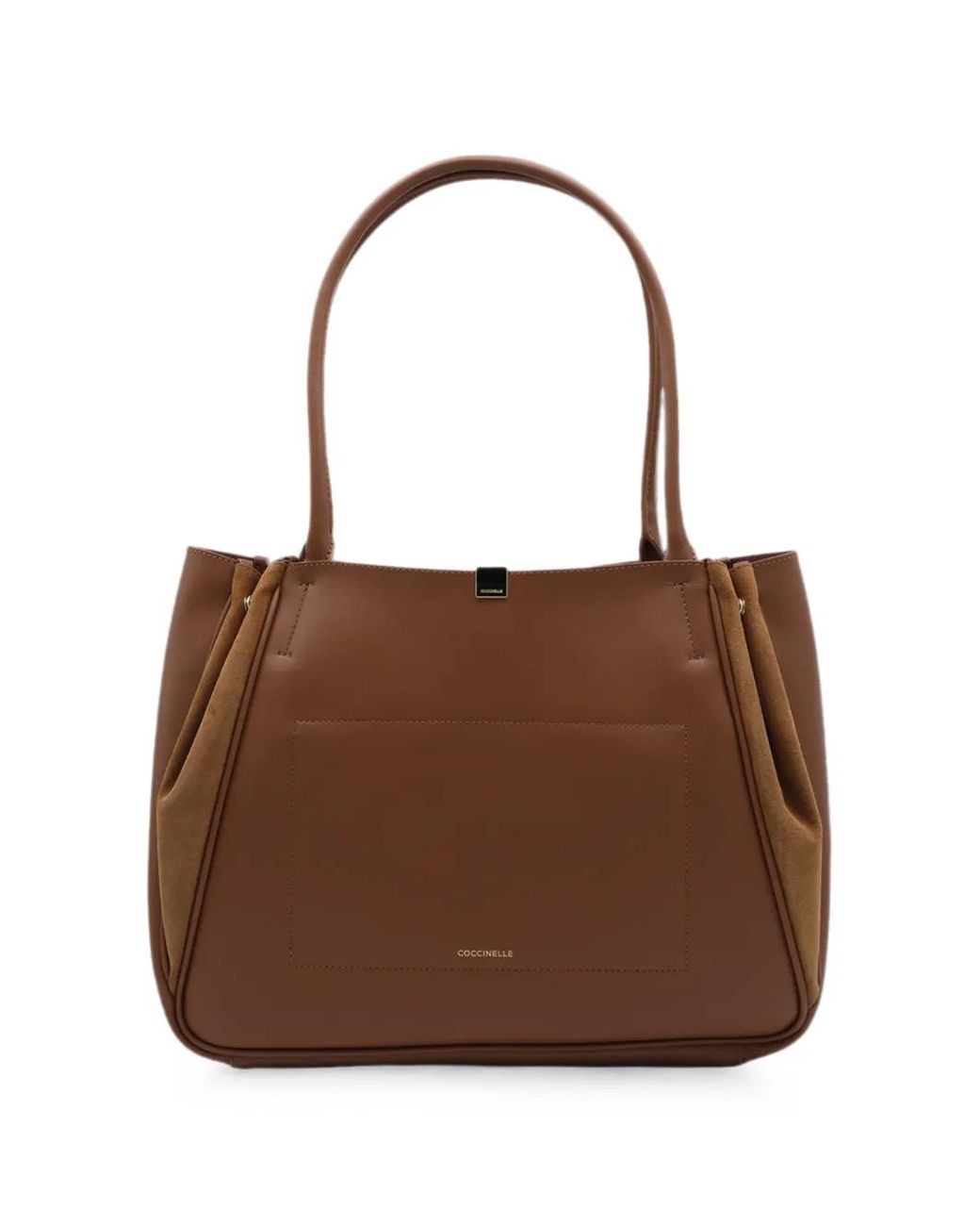 Coccinelle Brown Suede-Panel Leather Tote Bag