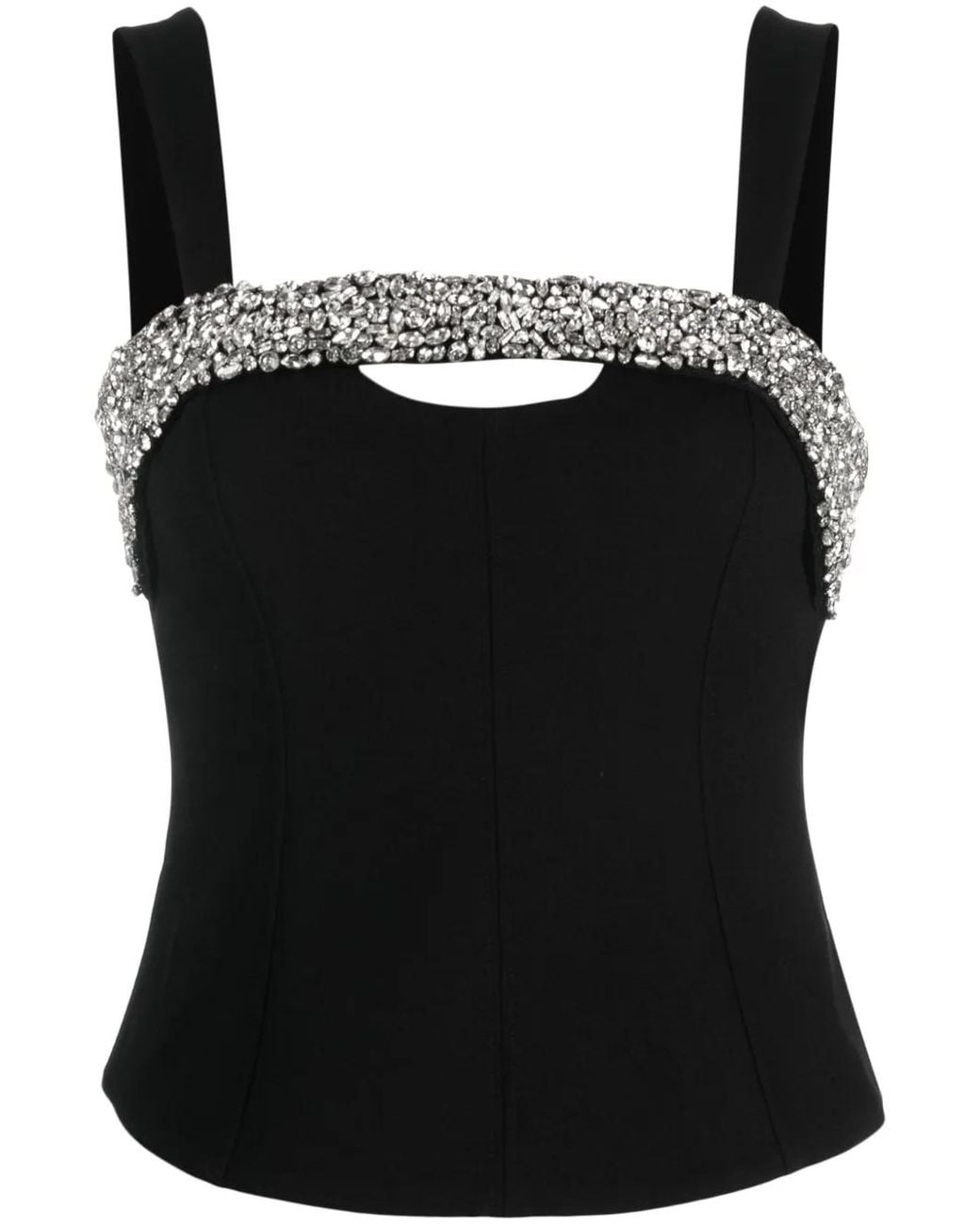 Jonathan Simkhai Black Crystal-Embellished Corset Top