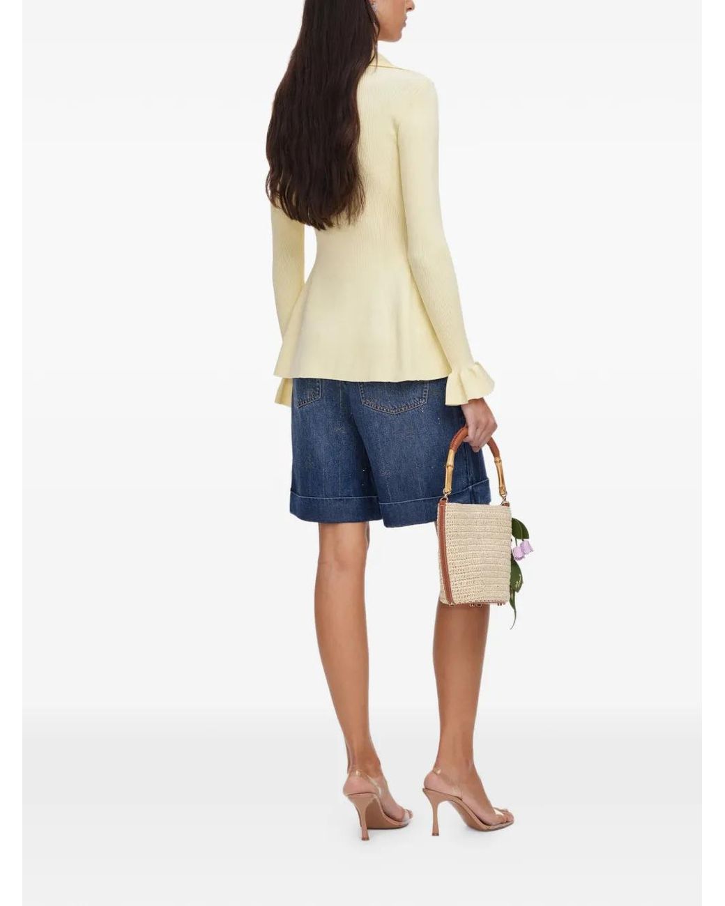 Self-Portrait Blue Knit Tie Top