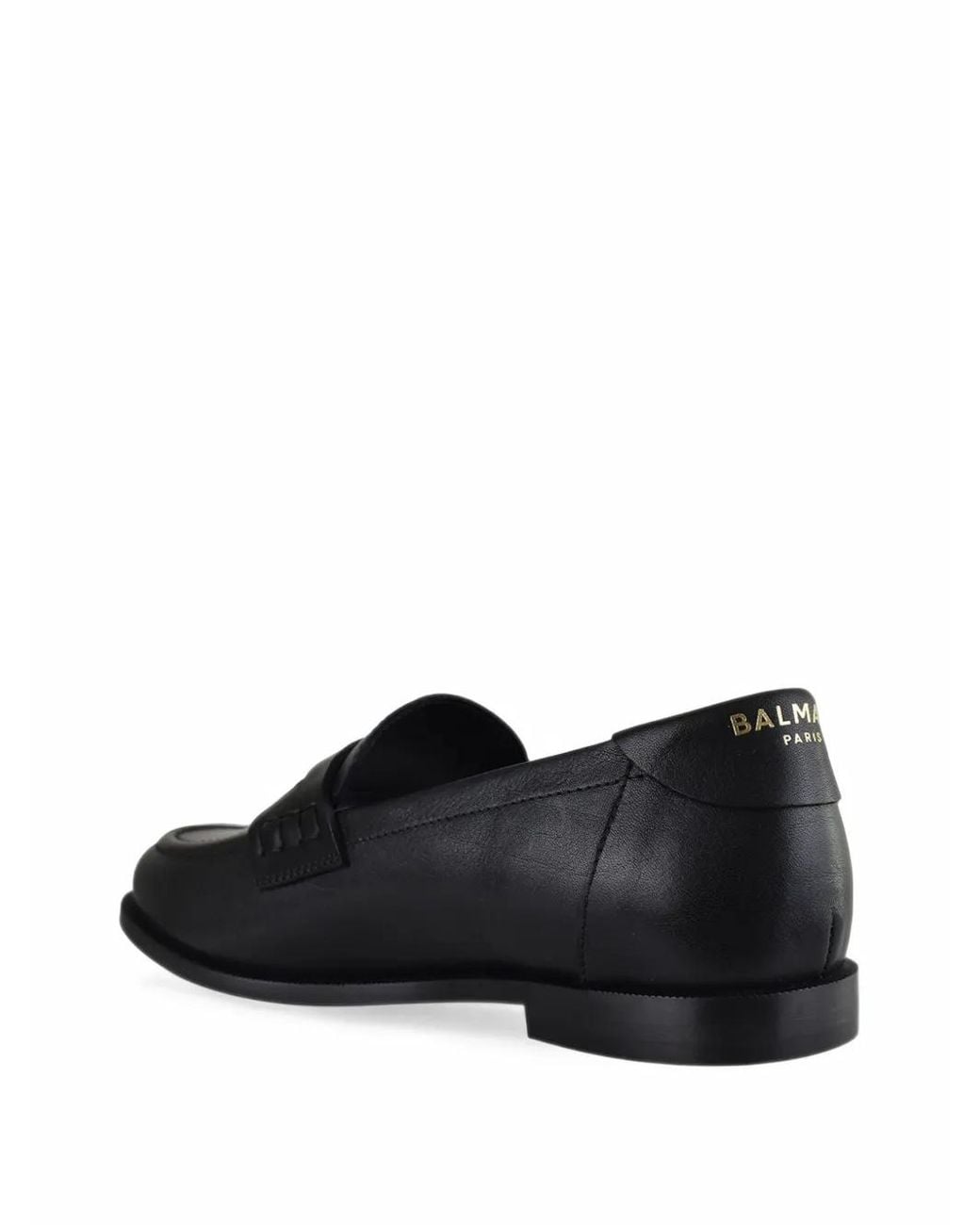 Balmain Black Logo-Plaque Leather Loafers