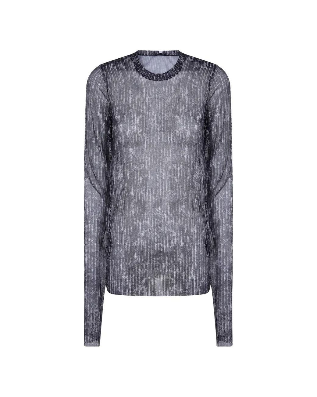 Maria Calderara Blue Sheer Graphic-Print T-Shirt