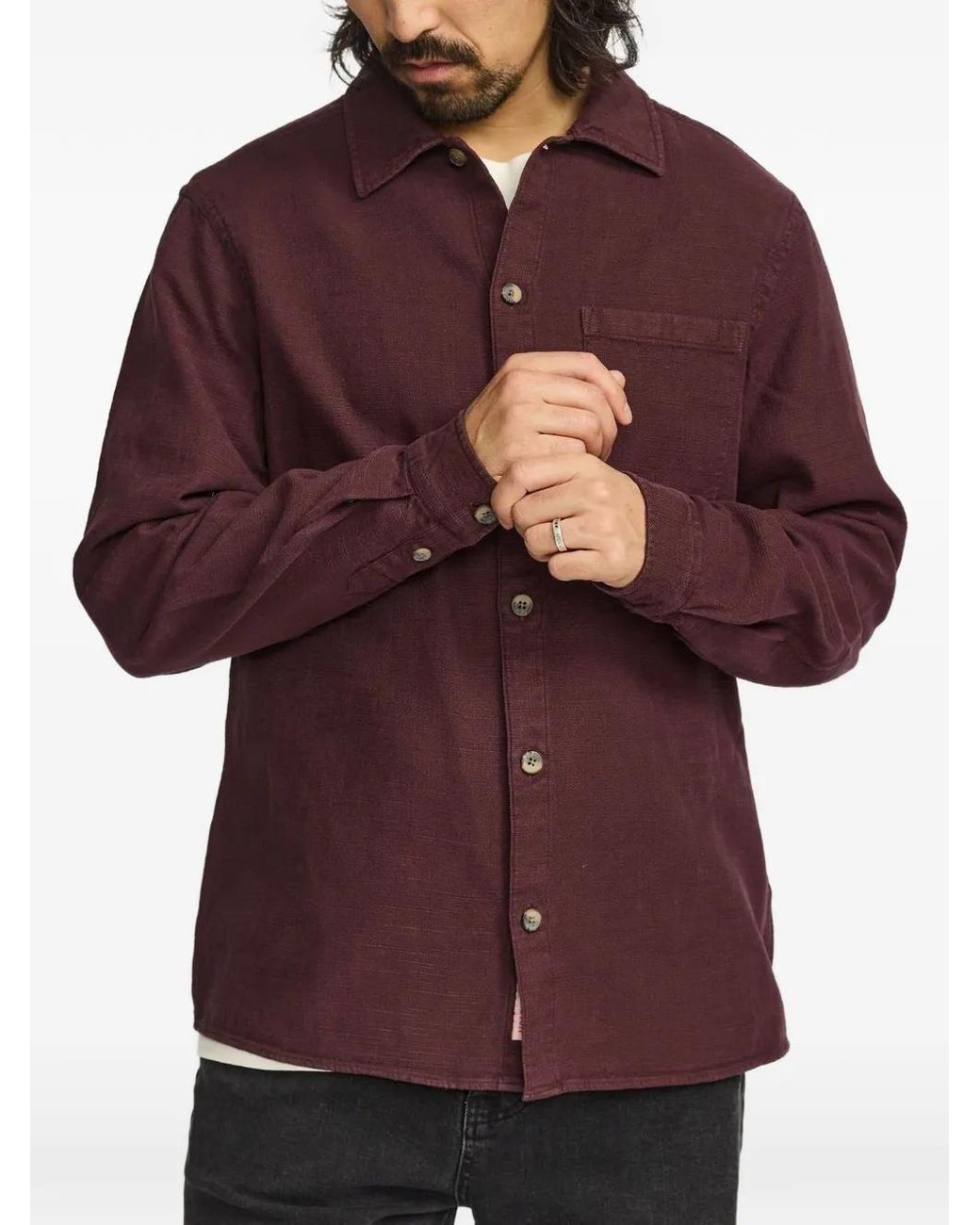 Revolution Red Button-Up Shirt Jacket for men