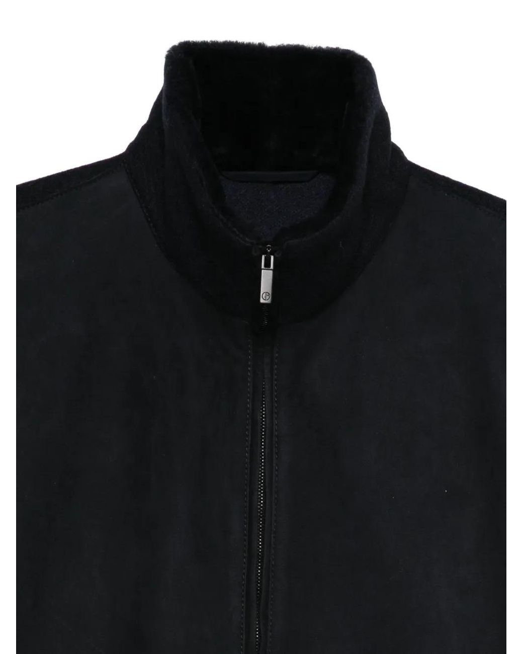 Giorgio Armani Black High-Neck Bomber Jacket for men