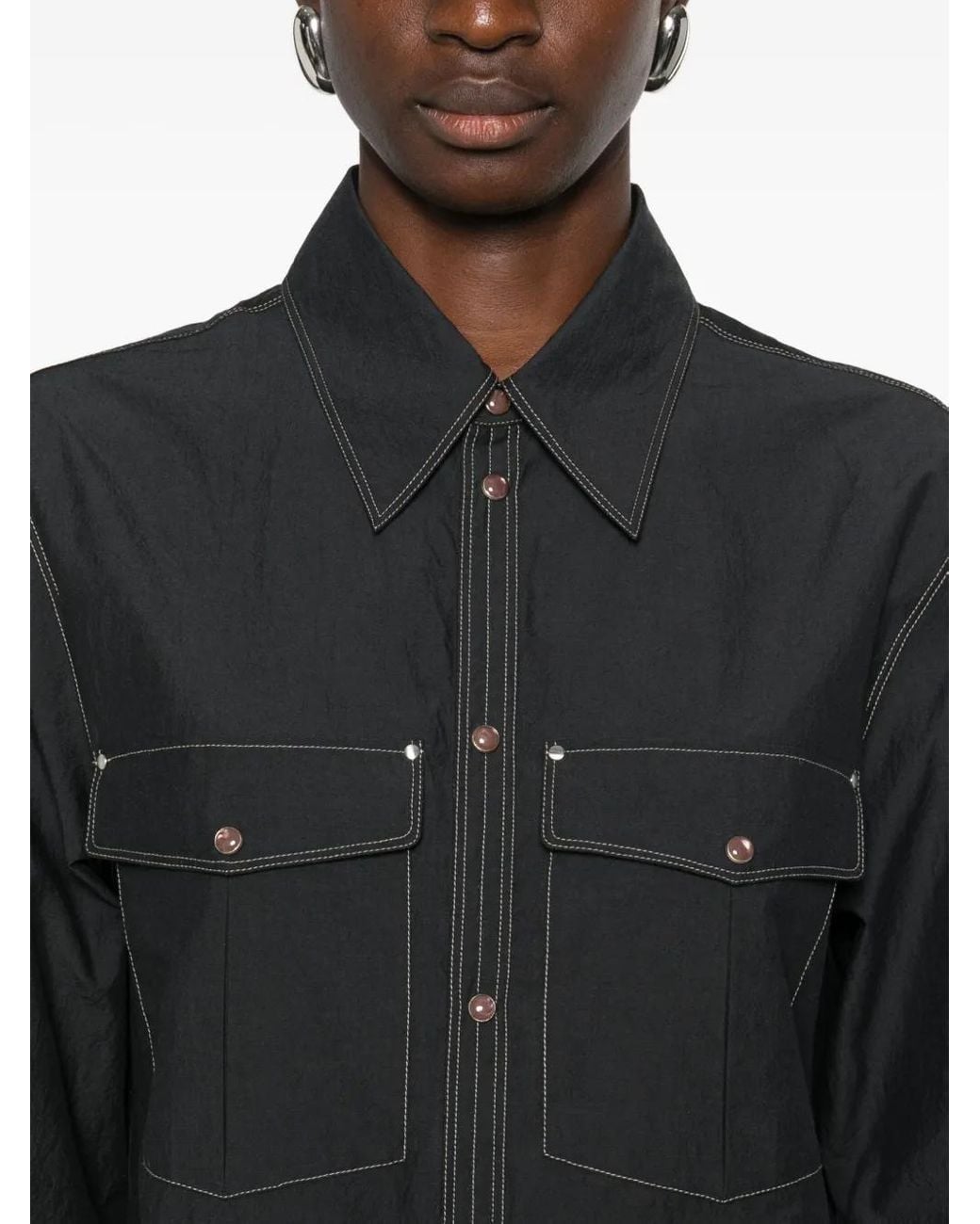 Lemaire Black Topstitching Shirt