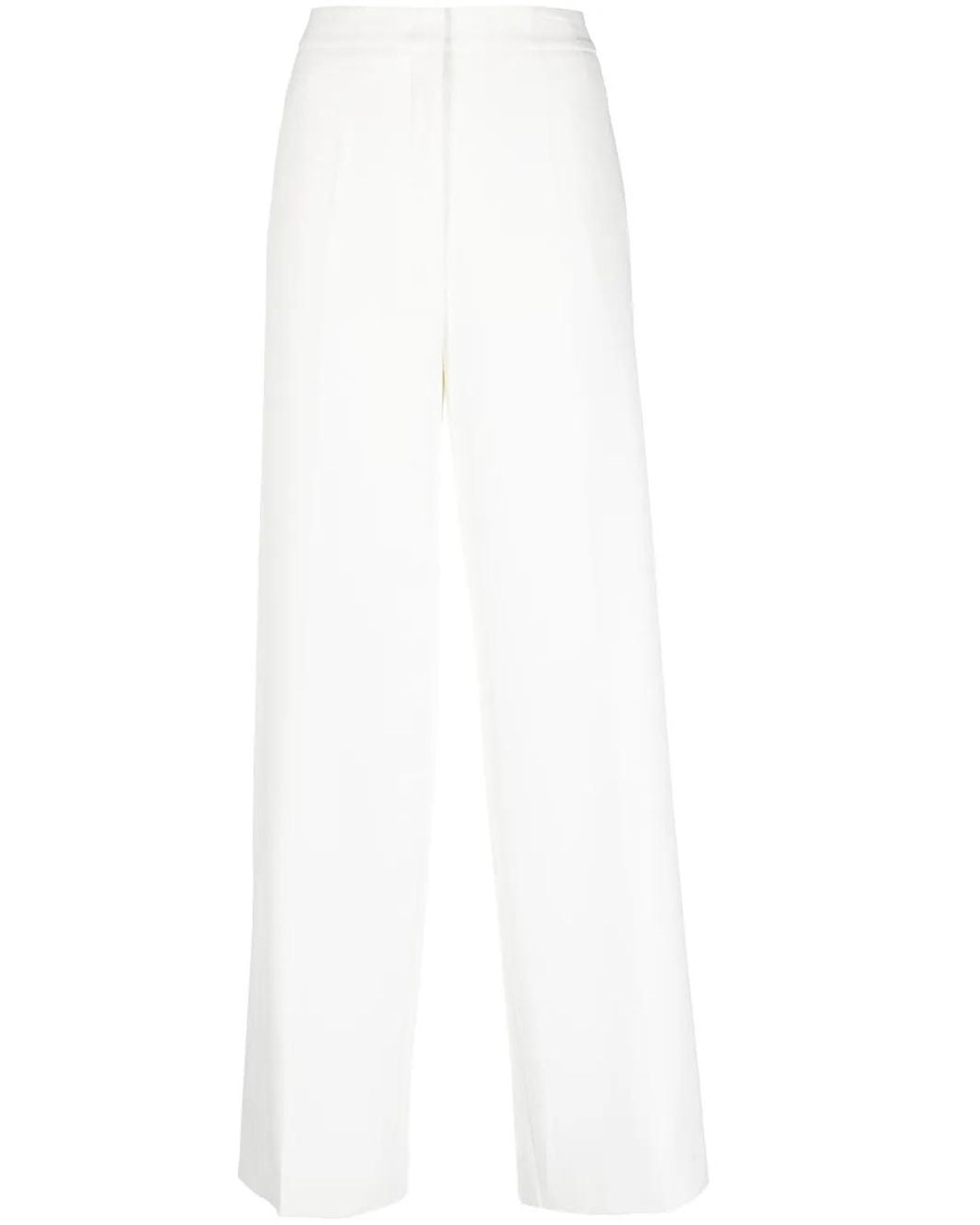 Blanca Vita White Overlapping-Panel Palazzo Pants