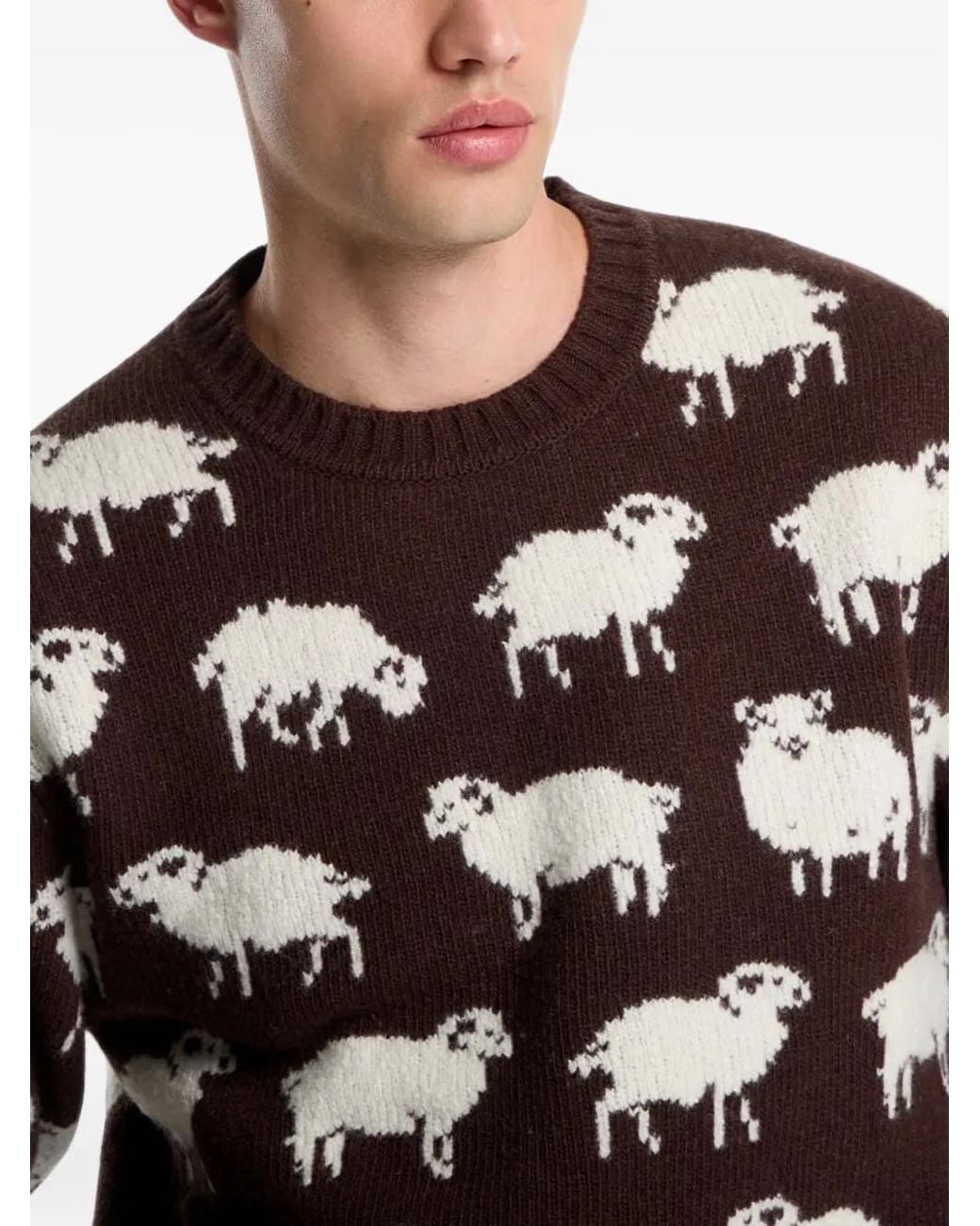 Gant Blue Sheep-Pattern Crew-Neck Sweater for men