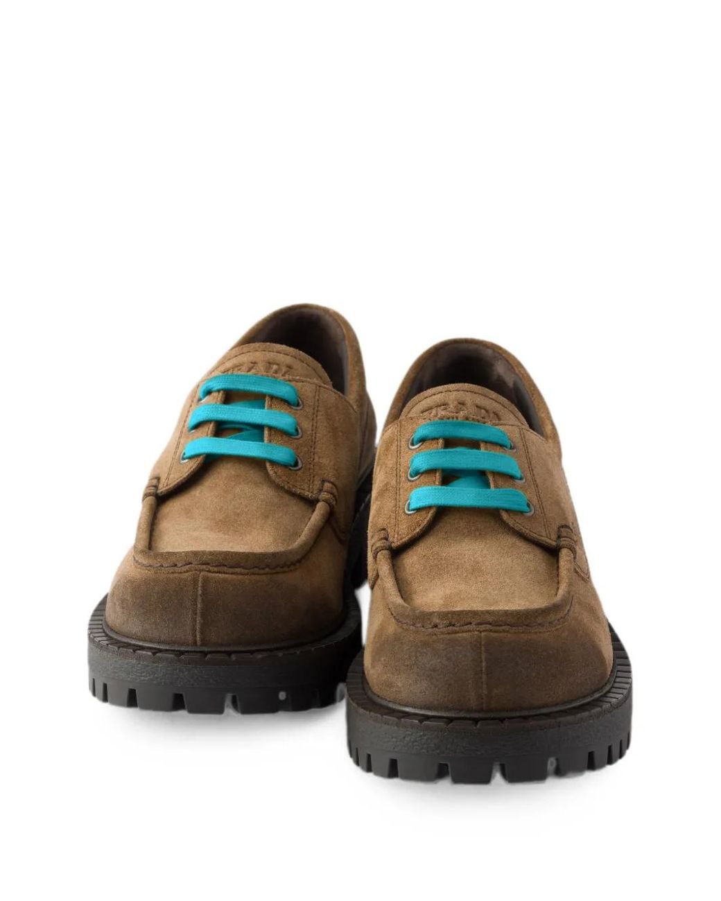 Prada Brown Waxed Suede Lace-Up Shoes for men