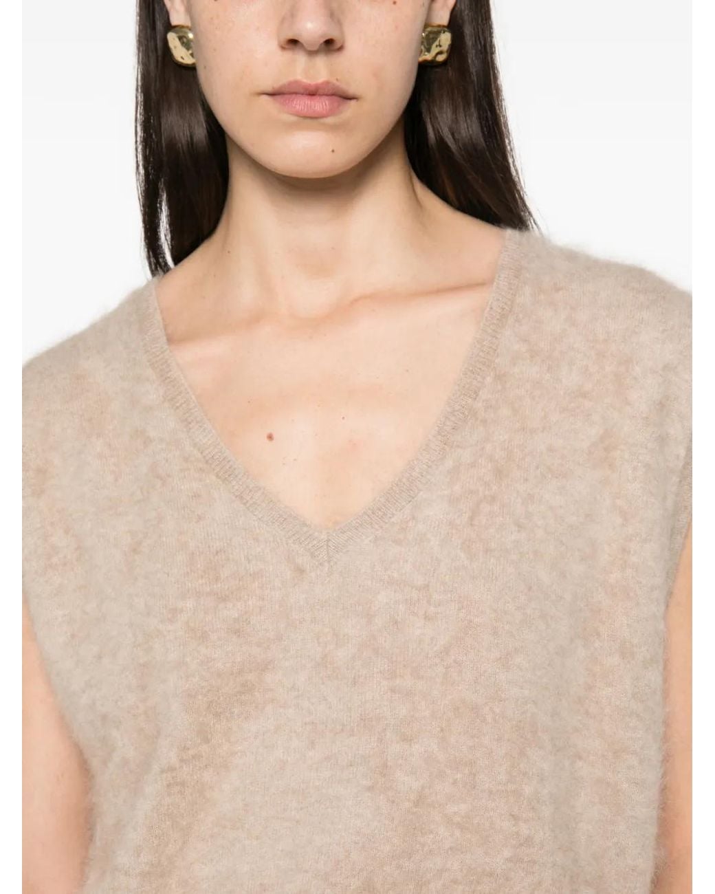 ABSOLUT CASHMERE Natural Marilou V-Neck Cashmere Vest