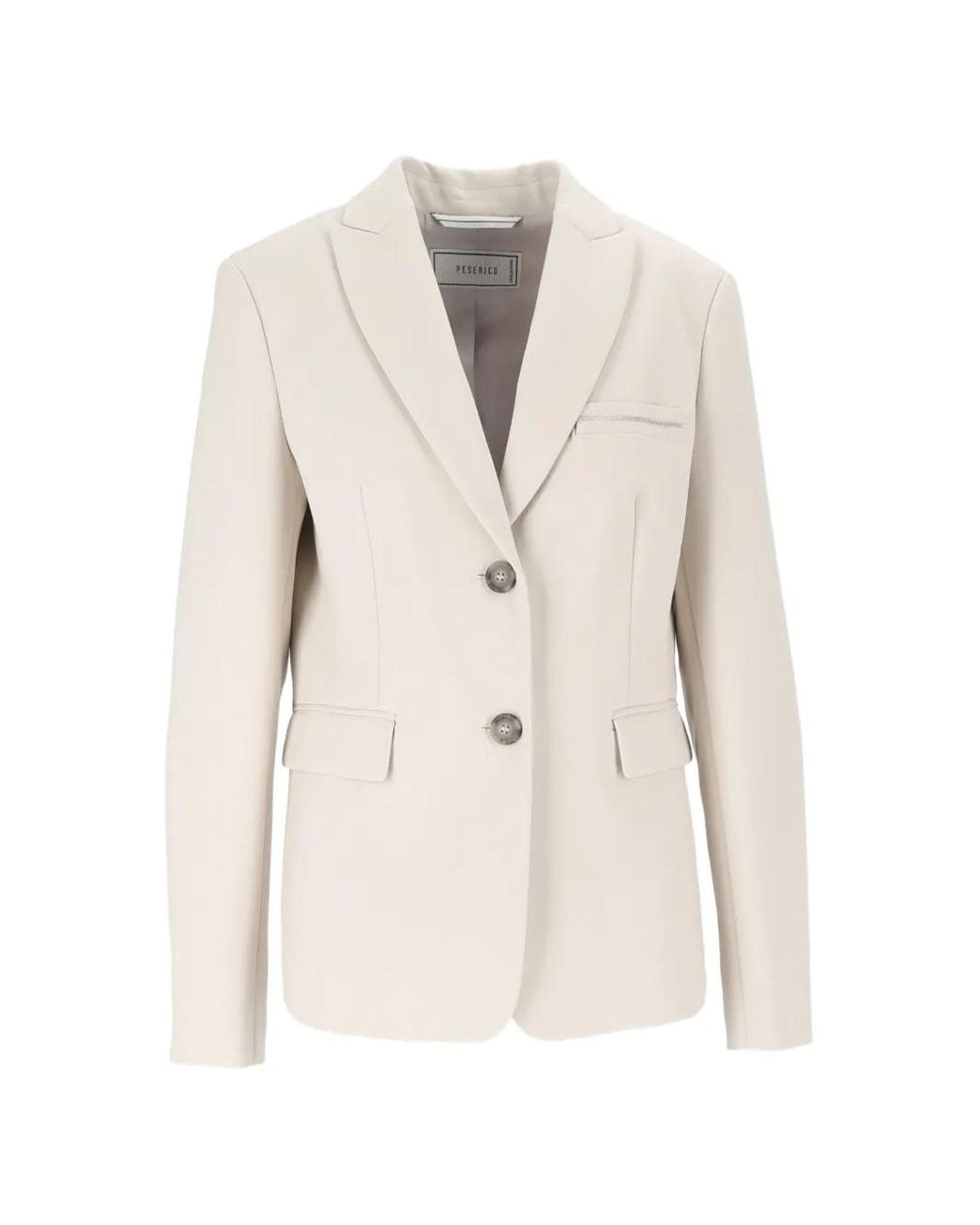 Peserico White Single-Breasted Notched-Lapels Jacket
