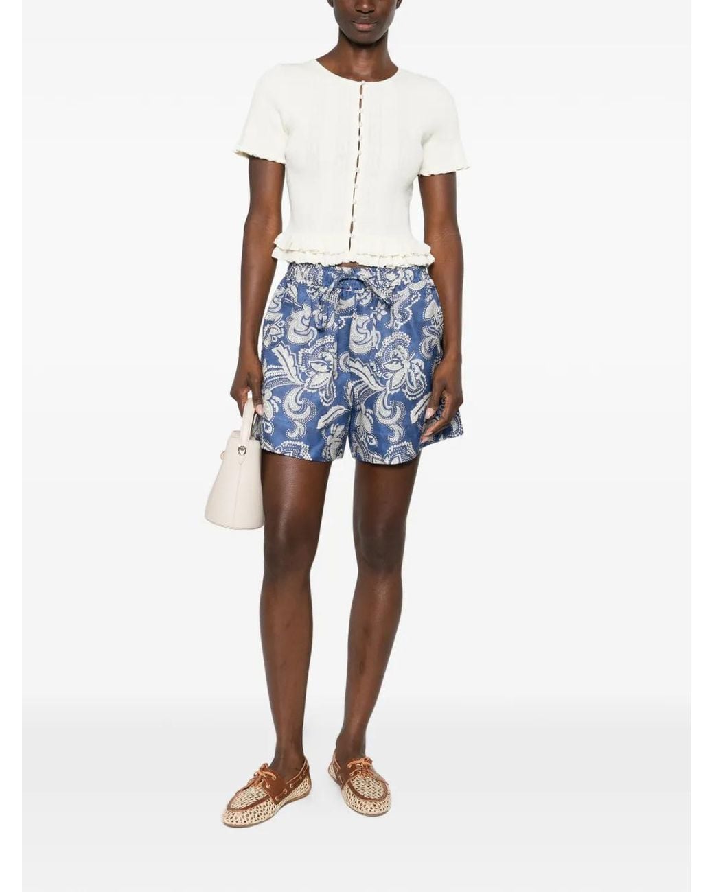 Sandro White Ruffled Knit Top