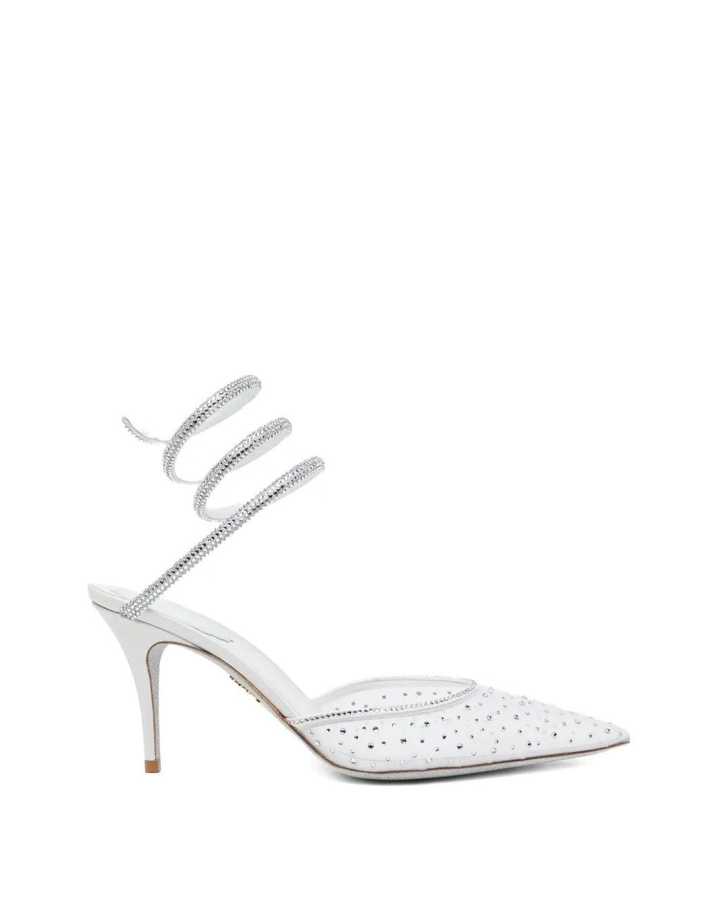 Rene Caovilla White 80Mm Crystal-Embellished Pumps