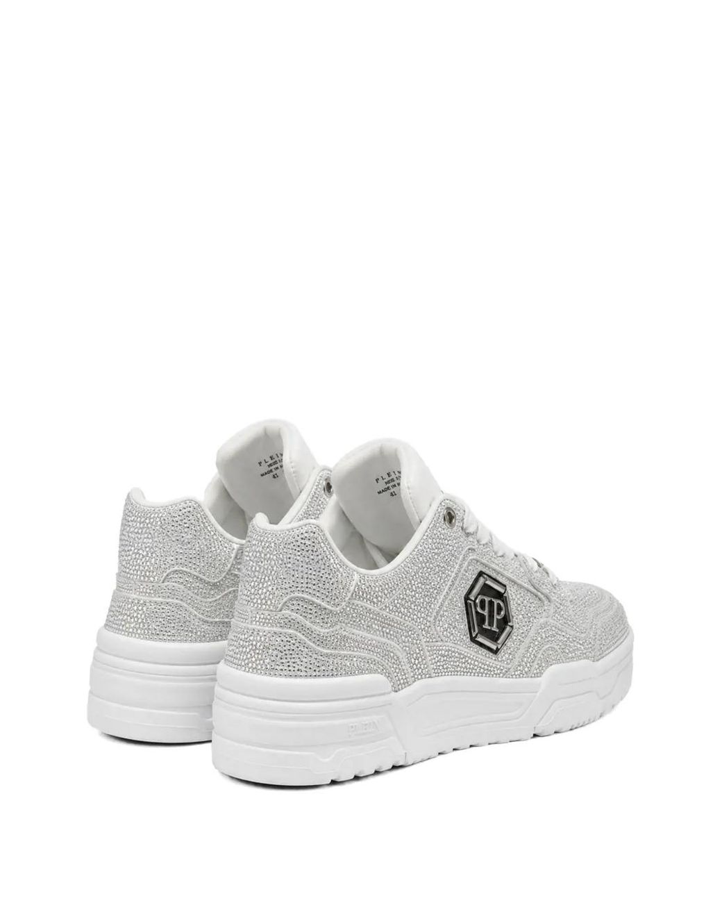Philipp Plein White Low-Top Predator V2 Strass Sneakers