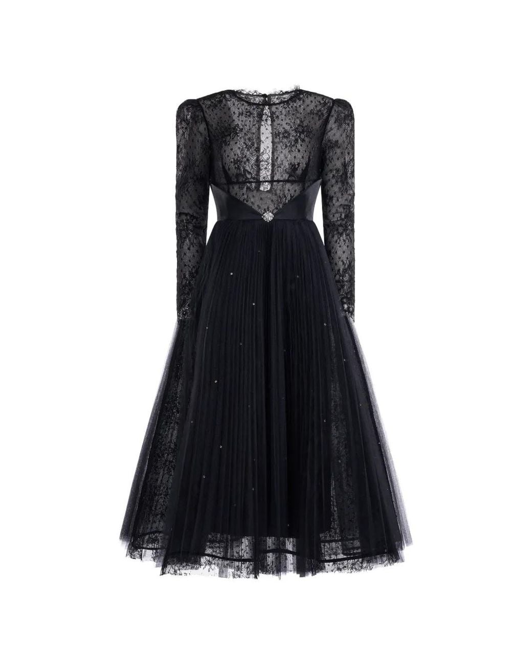 ARAFTU Black Robe Plissée À Empiècement En Dentelle