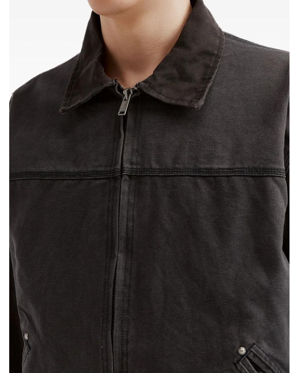FIVE CM Black Spread-Collar Logo-Patch Jacket for men