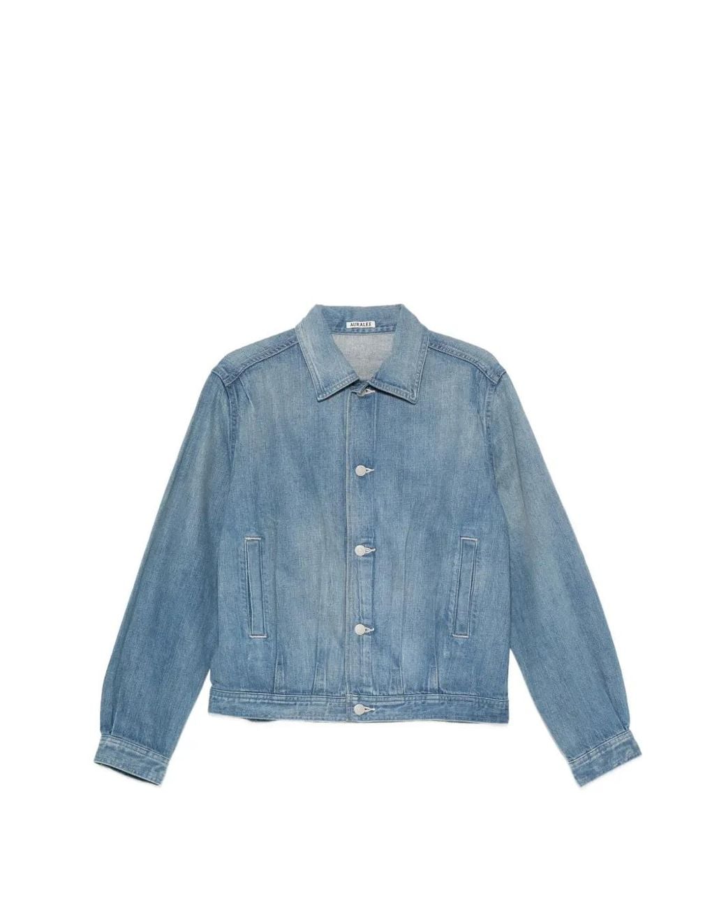 Auralee Blue Button-Up Denim Jacket for men
