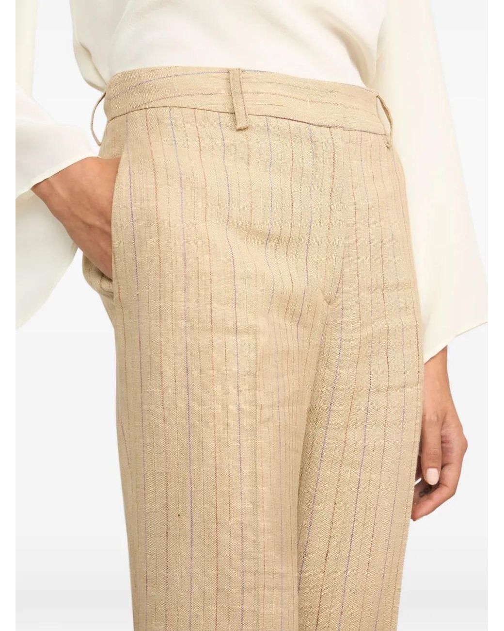 Etro Natural Striped Bootcut Trousers