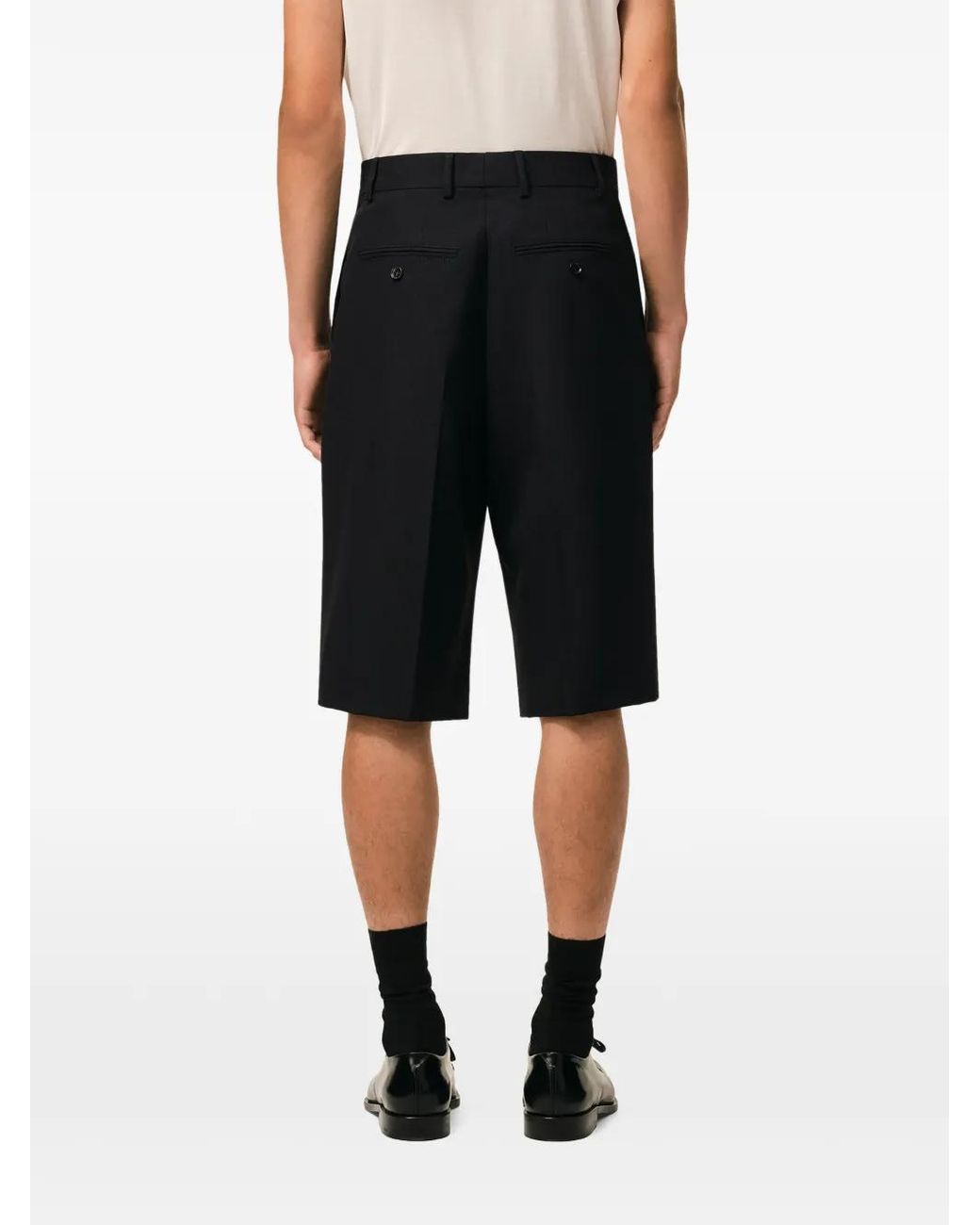 AMI Black Bermuda Plissé À Taille Haute for men