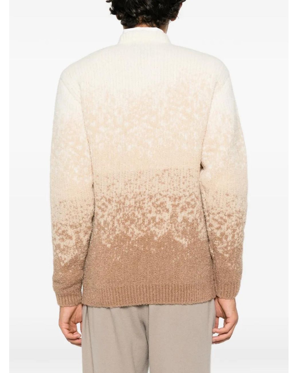 Seven Gauge Natural Gradient Bouclé-Knit Sweater for men