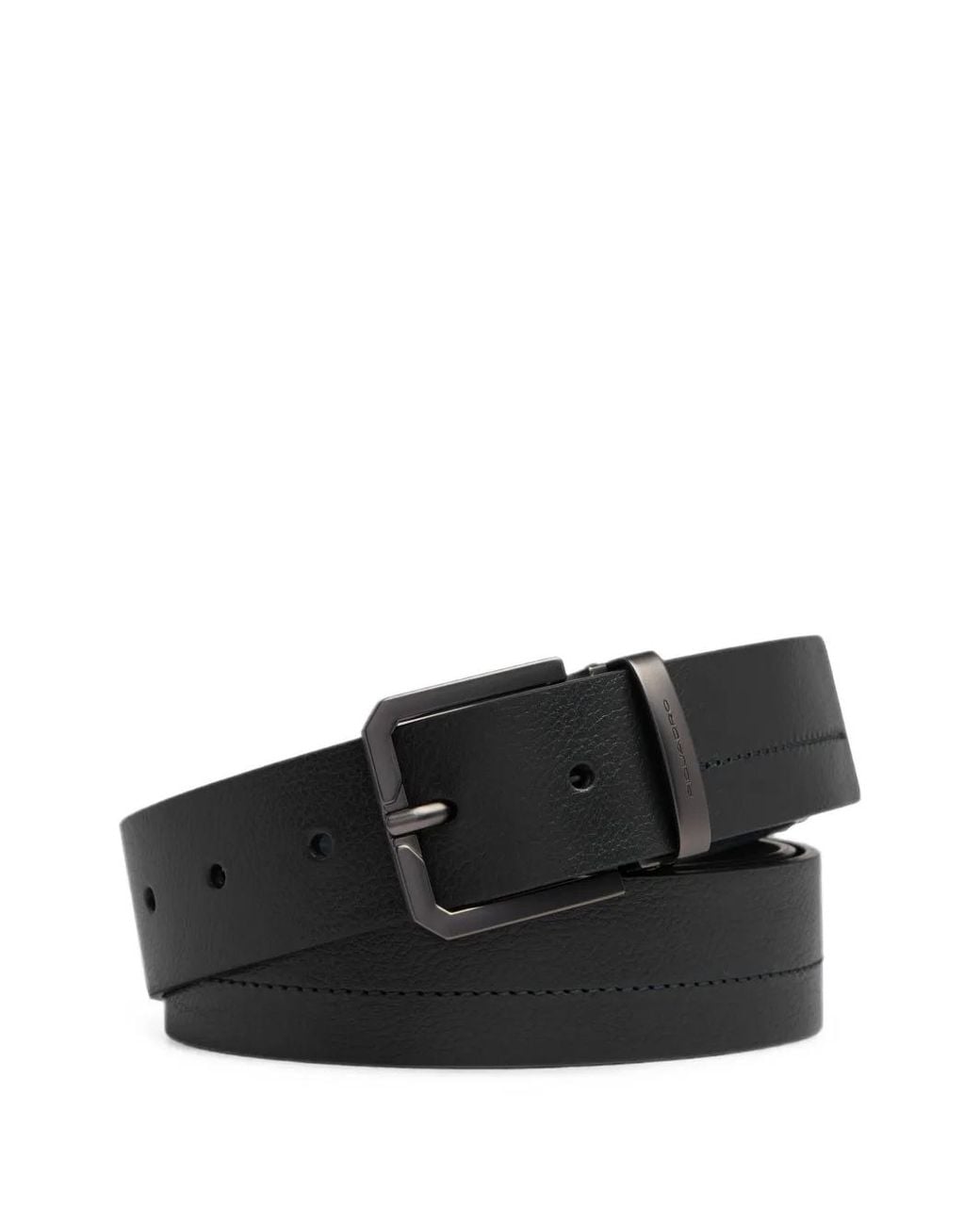 Piquadro Black Russel Grainy-Texture Belt for men