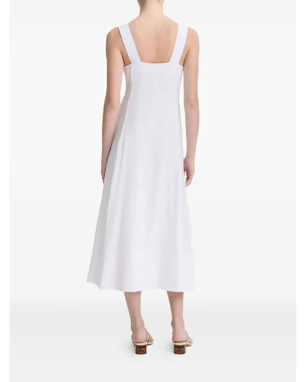 Vince White Square-Neck Midi Dress