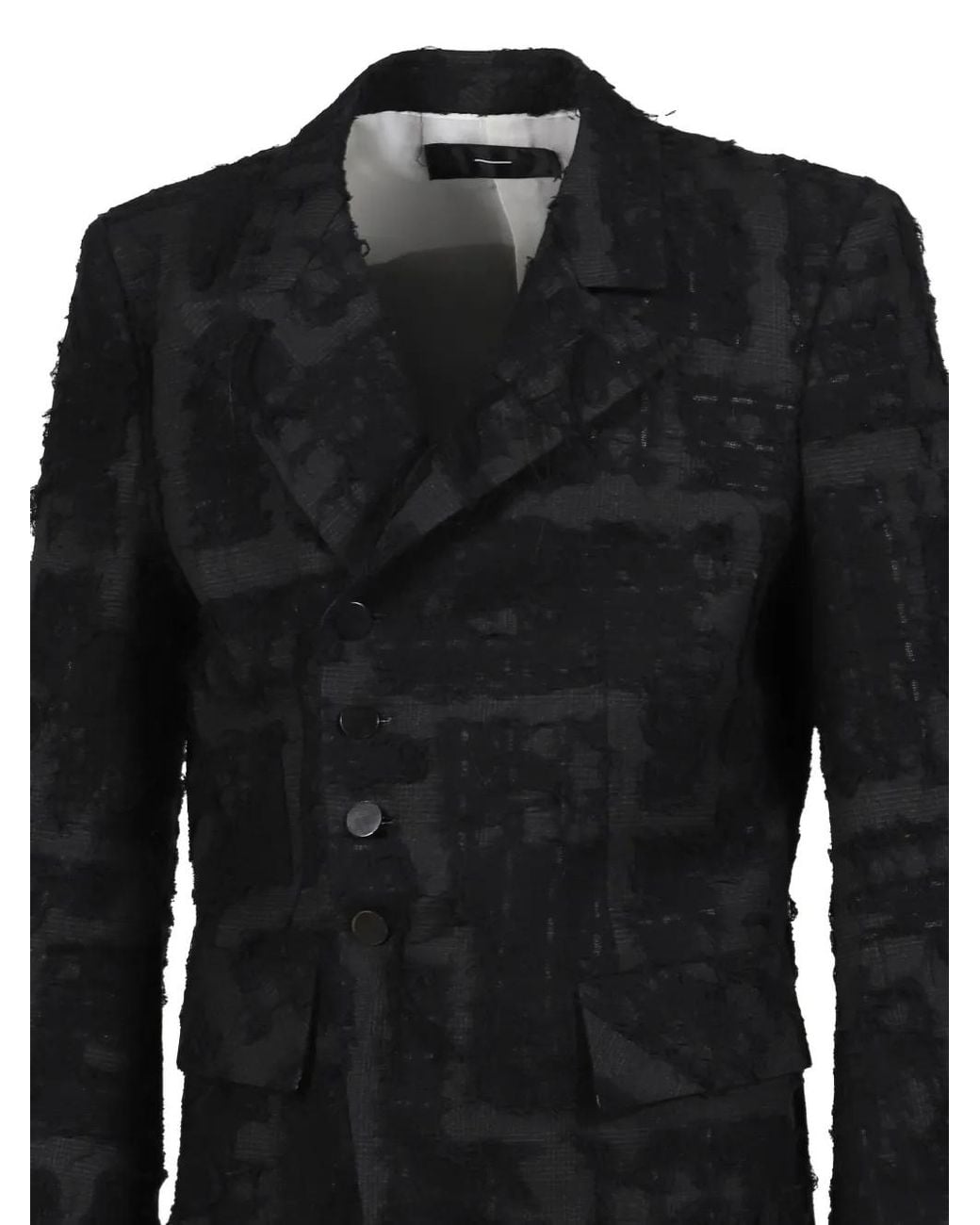 Minus Black Distressed Checked Tailored Blazer for men