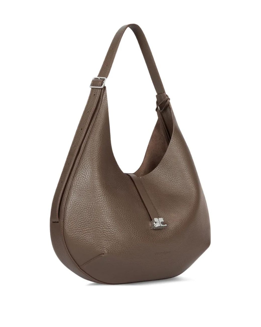 Courreges Gray Logo-Buckle Shoulder Bag