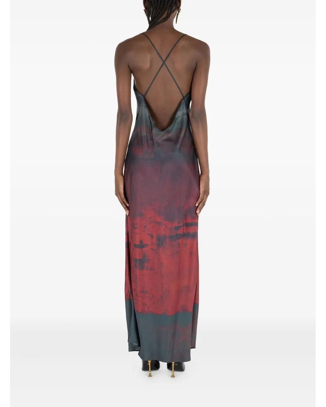 Roberto Cavalli Purple Spaghetti-Strap Dress