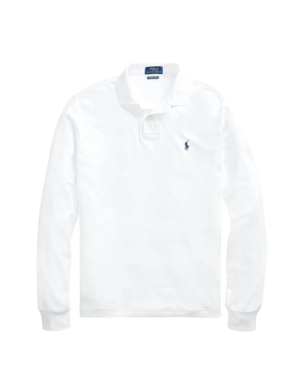 Polo Ralph Lauren White Logo-Embroidered Long-Sleeve Polo Shirt for men