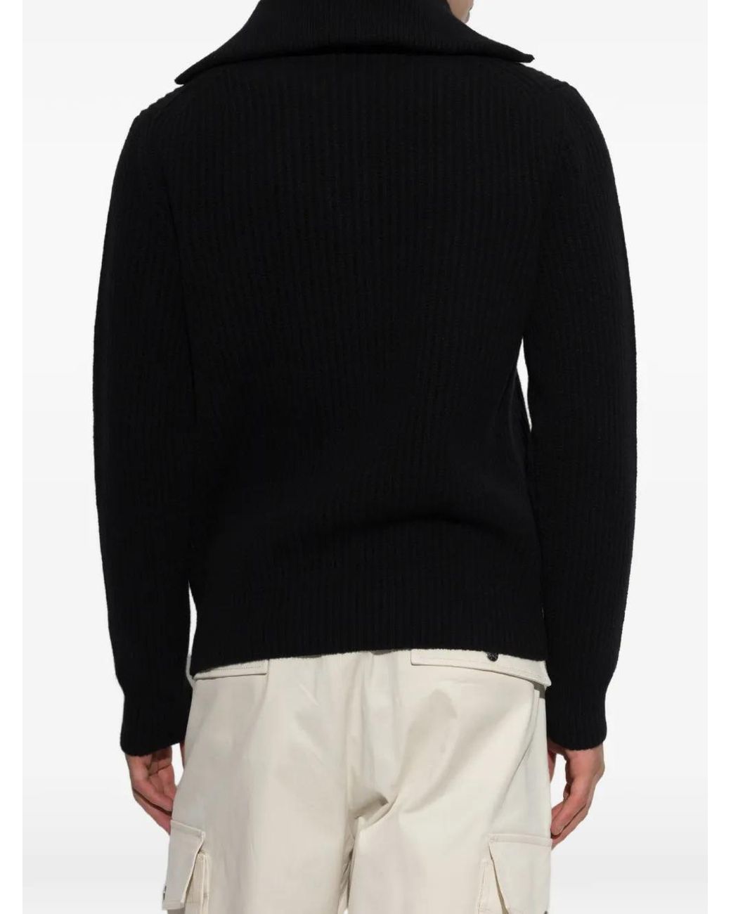 Moncler Black Half-Zip Mock Neck Knit Sweater for men