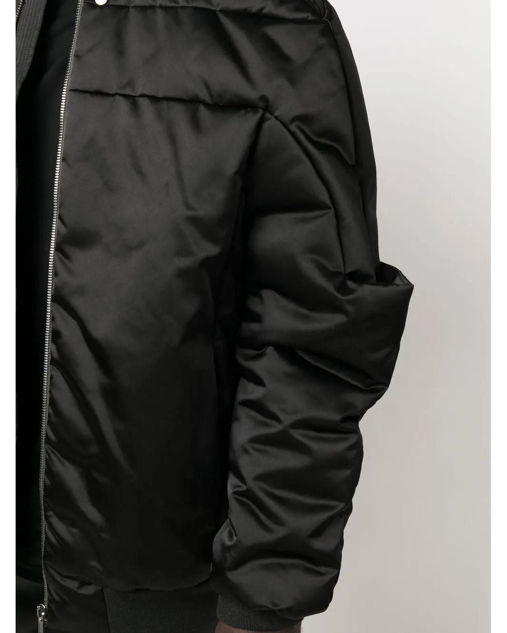 Rick Owens Black Gridered Goose-Down Bomber Jacket for men