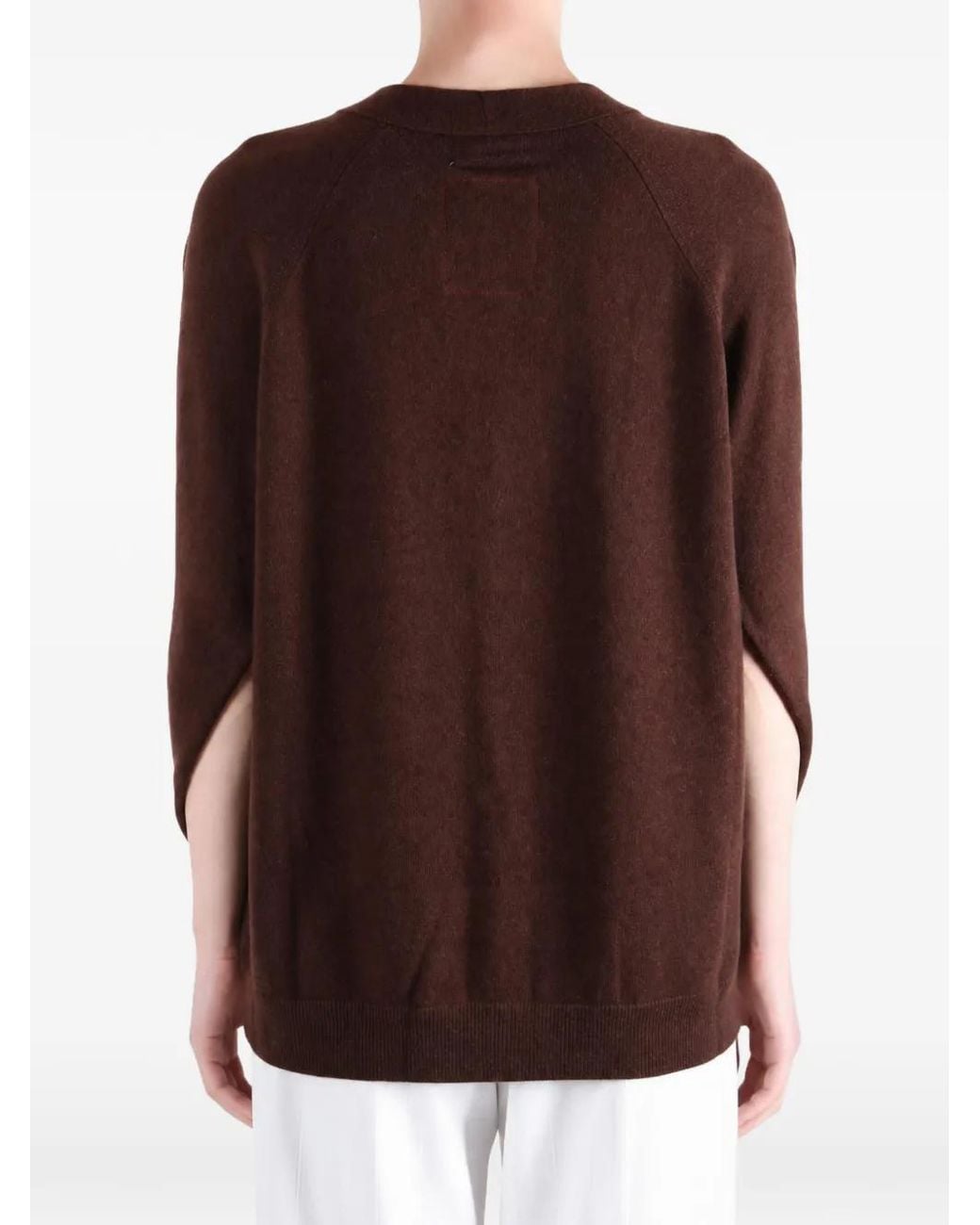 Uma Wang Brown Wrap-Detail Cardigan