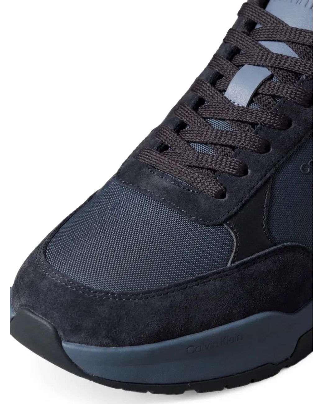 Calvin Klein Blue Baskets À Empiècements En Daim for men
