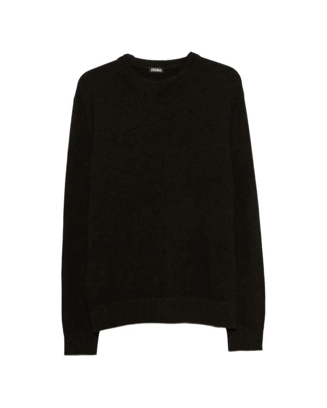 Zegna Black Crew-Neck Ribbed-Trim Sweater for men