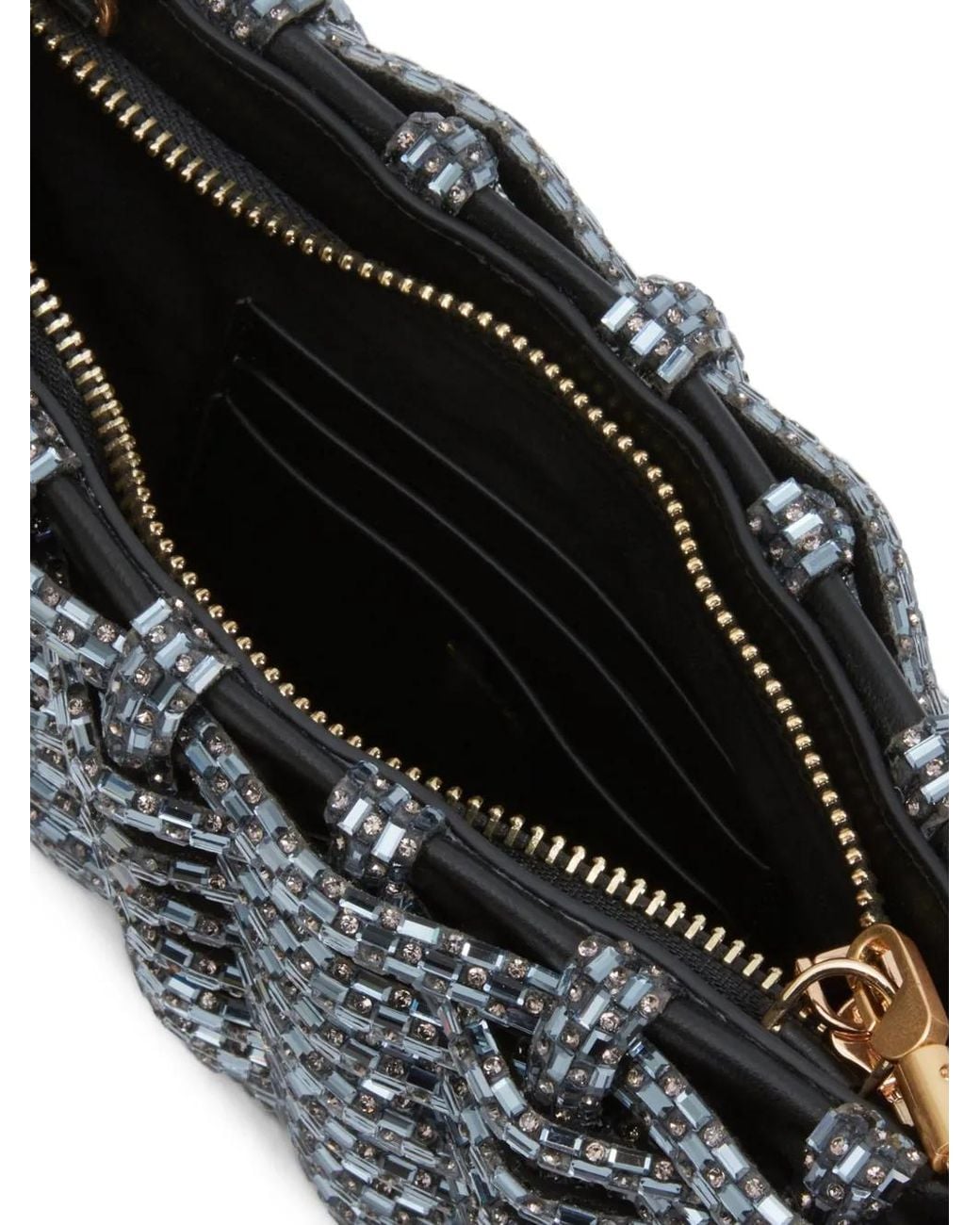 Jonathan Simkhai Gray Morgan Woven Rhinestone Clutch Bag