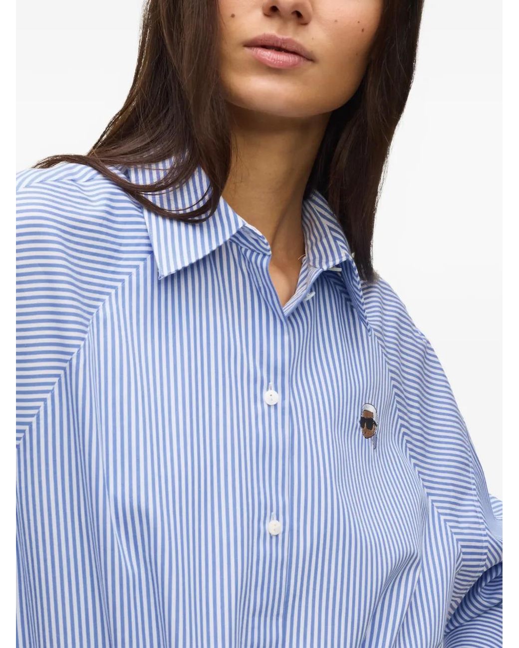 Karl Lagerfeld Blue Ikon Stripe-Pattern Shirt