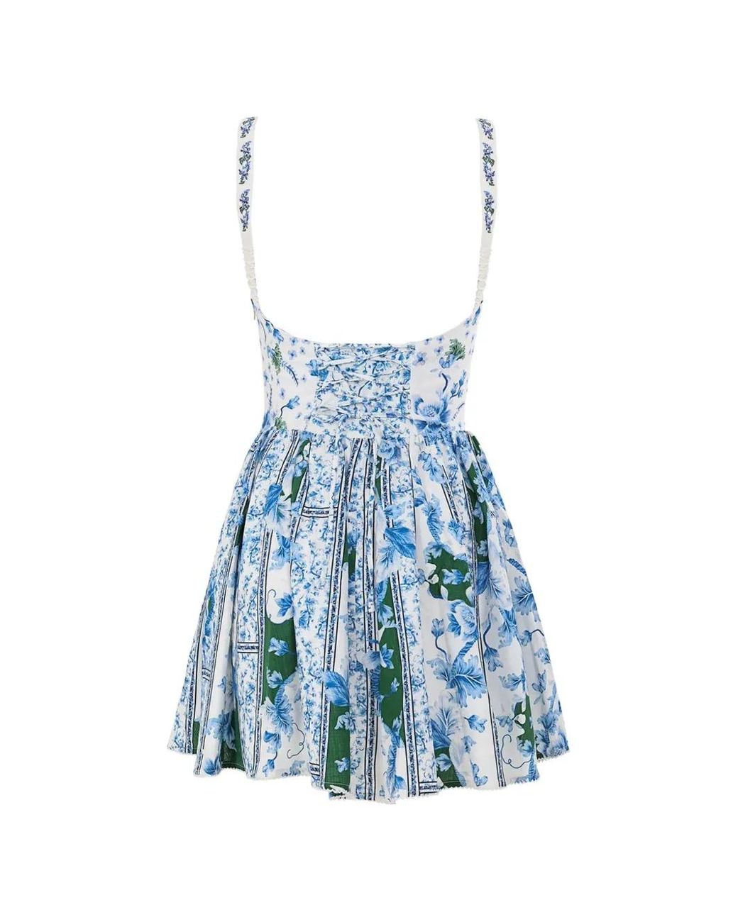 Agua Bendita Blue Nader Spring Floral-Print Mini Dress