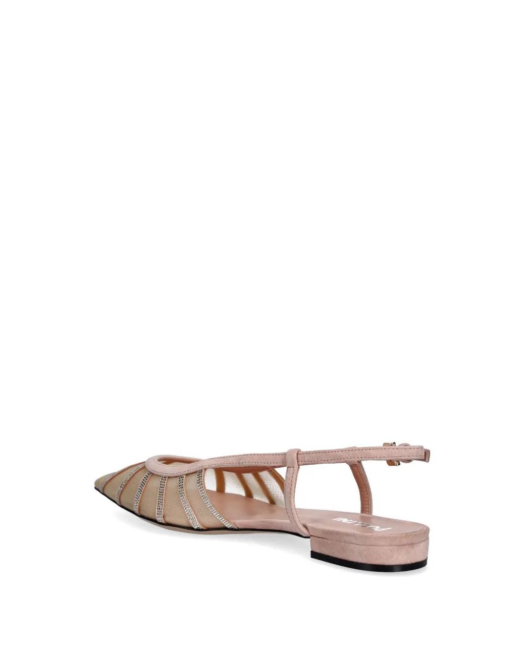 Pollini White Ballerines Bling À Ornements En Cristal