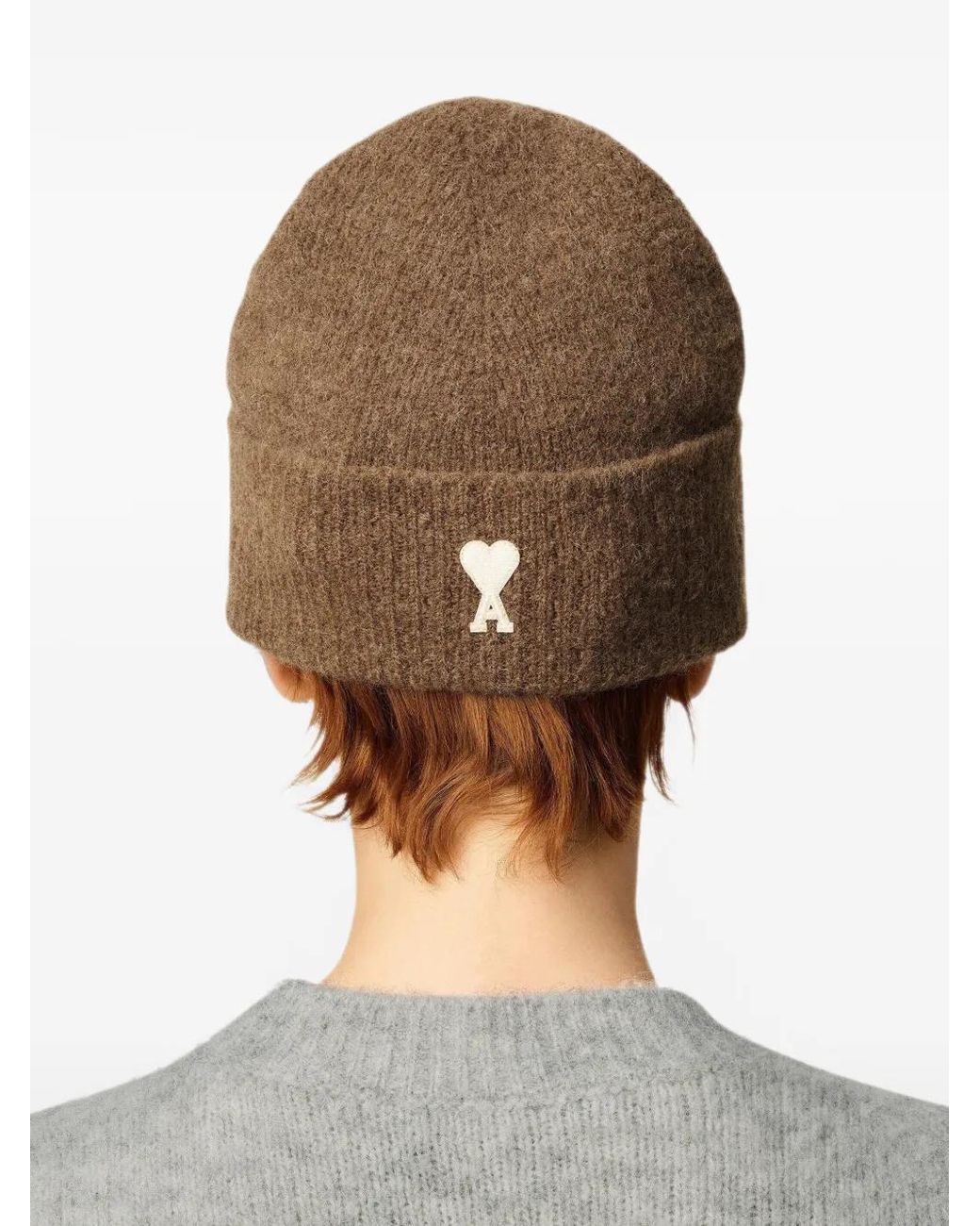 AMI Brown Ami De Coeur Beanie Hat for men
