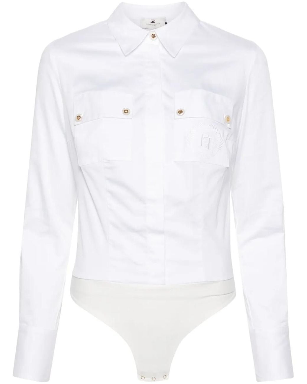 Elisabetta Franchi White Embroidered-Logo Body