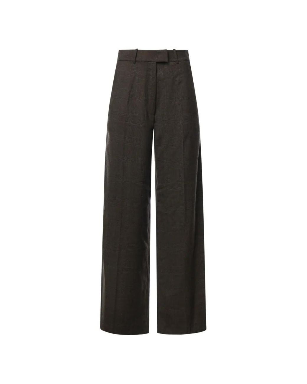 Frankie Shop Black Glen-Plaid Wide-Leg Trousers