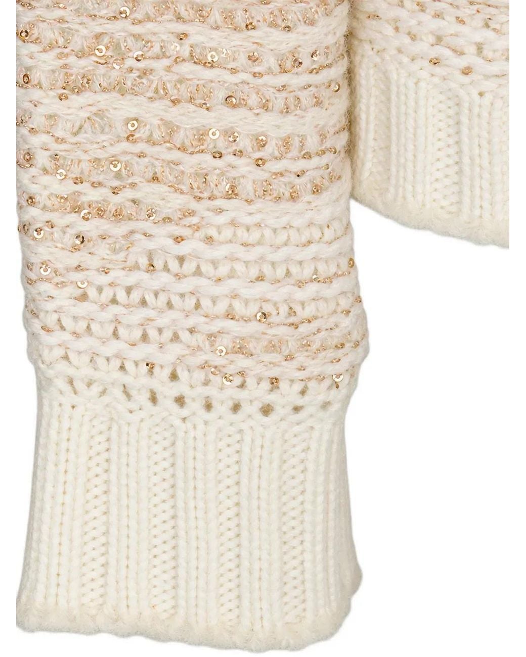 Fabiana Filippi Natural Sequin-Embellished Zip-Up Cardigan