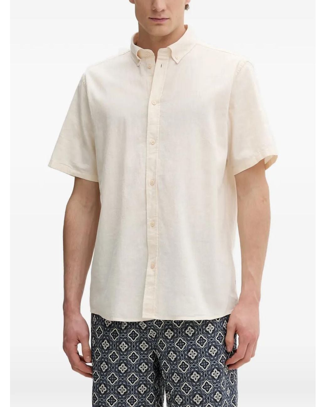 Les Deux White Konrad Short-Sleeved Button-Down Shirt for men